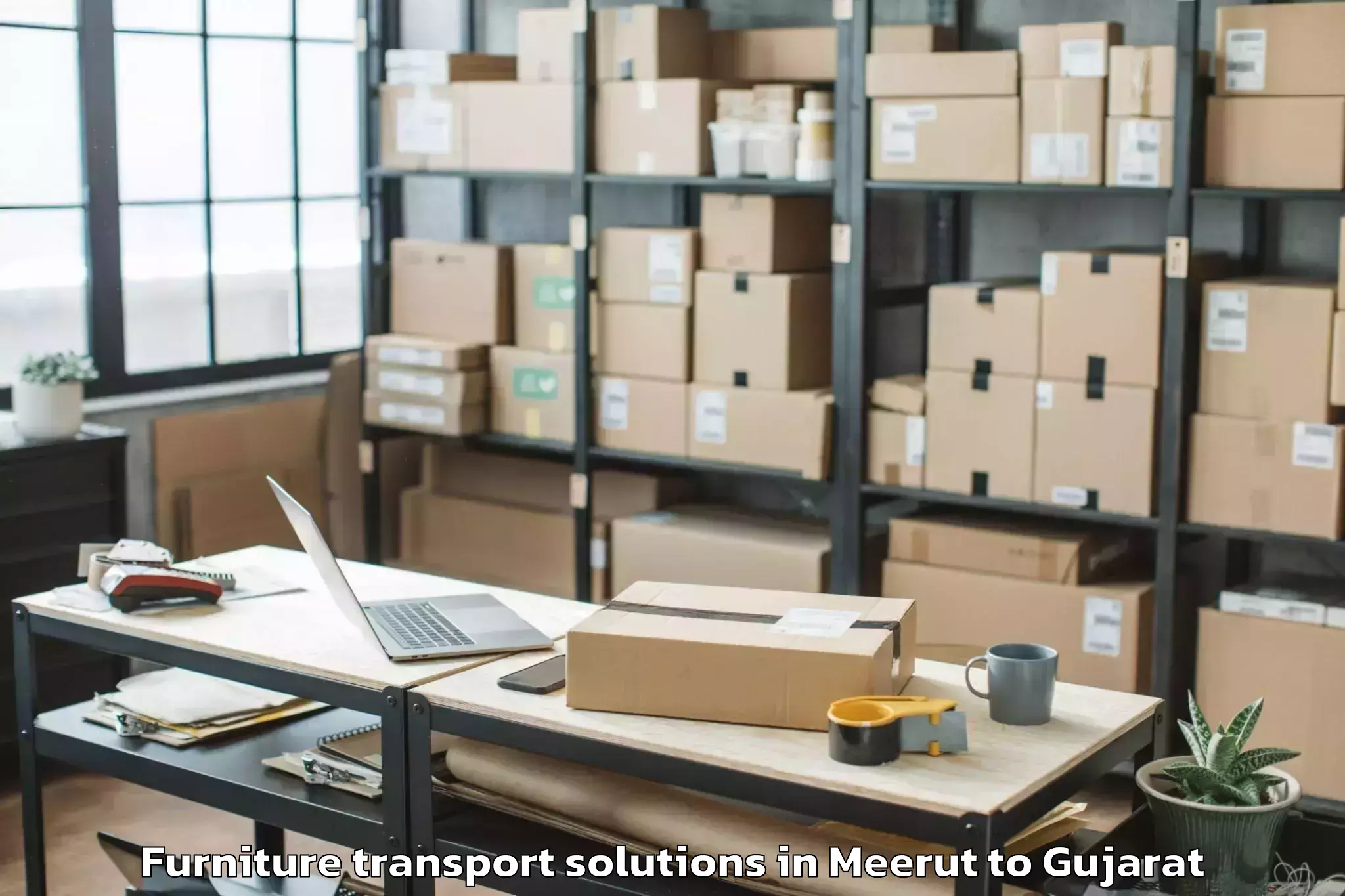 Book Meerut to Bhabhar Furniture Transport Solutions Online